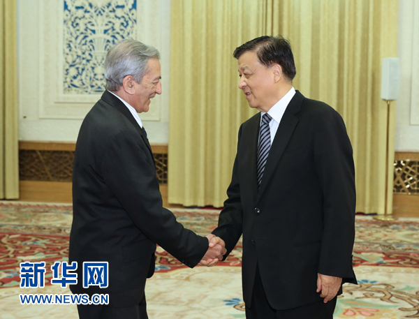 6月21日，中共中央政治局常委、中央書記處書記劉云山在北京會見古共中央書記處書記、國際關(guān)系部部長巴拉格爾率領(lǐng)的古巴共產(chǎn)黨代表團(tuán)。新華社記者馬占成攝