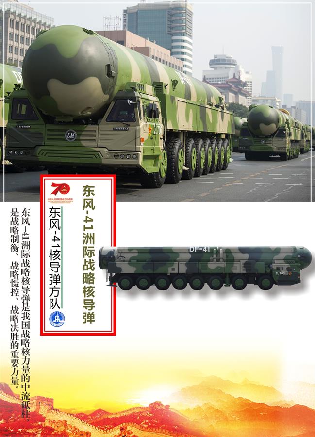 （圖表）[國(guó)慶70周年]東風(fēng)-41核導(dǎo)彈方隊(duì)&mdash;&mdash;東風(fēng)-41洲際戰(zhàn)略核導(dǎo)彈