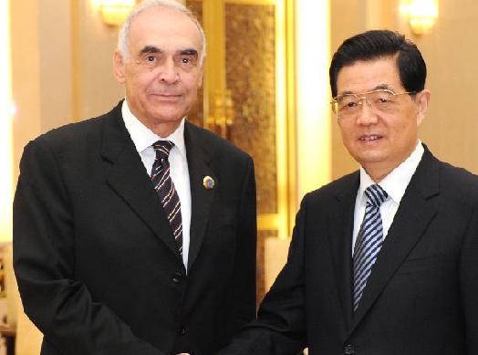 胡錦濤會(huì)見埃及總統(tǒng)特使、外長阿姆魯