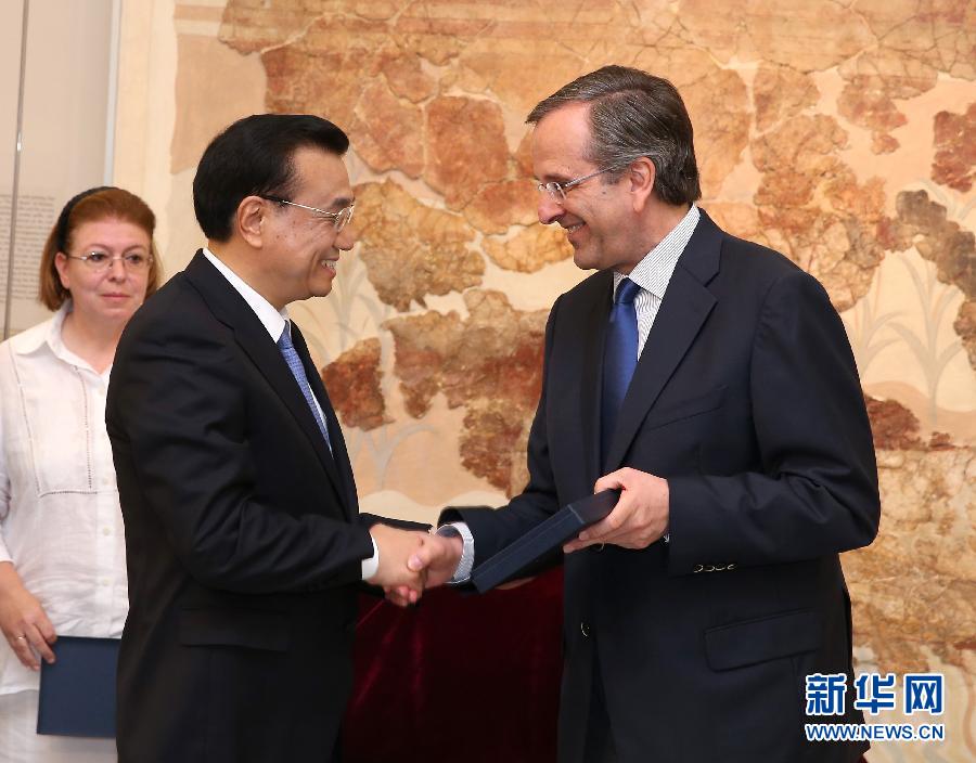 6月21日，國(guó)務(wù)院總理李克強(qiáng)與希臘總理薩馬拉斯共同出席希臘伊拉克利翁博物館新館開館儀式并發(fā)表講話。 新華社記者 龐興雷 攝