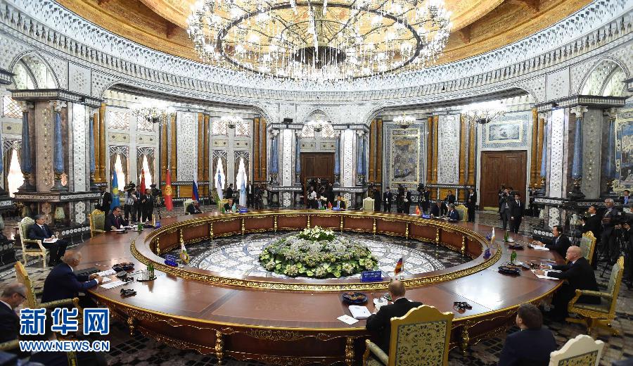 9月12日，上海合作組織成員國元首理事會第十四次會議在塔吉克斯坦首都杜尚別舉行。國家主席習近平出席會議并發(fā)表重要講話。新華社記者馬占成攝 