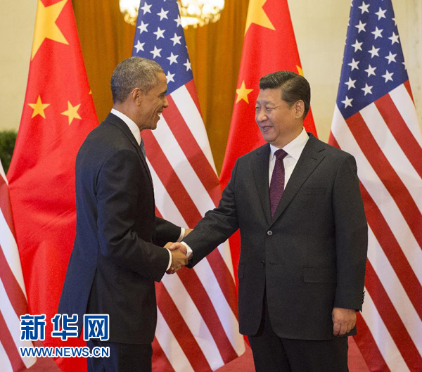 11月12日，國家主席習(xí)近平在北京人民大會堂舉行歡迎儀式，歡迎美國總統(tǒng)奧巴馬對中國進(jìn)行國事訪問。 新華社記者 李學(xué)仁 攝