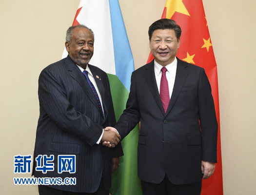 12月3日，國家主席習(xí)近平在約翰內(nèi)斯堡會(huì)見吉布提總統(tǒng)蓋萊。新華社記者 謝環(huán)馳 攝 

