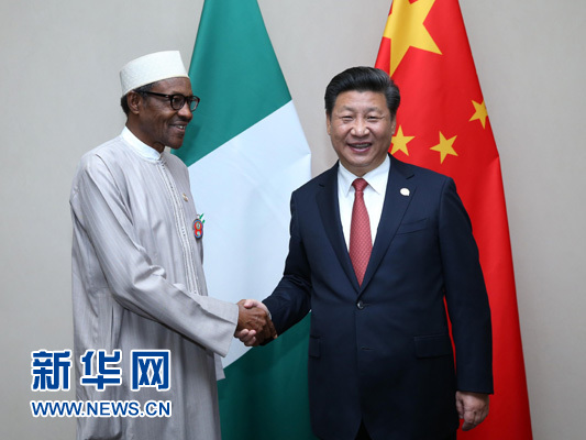 12月4日，國家主席習(xí)近平在約翰內(nèi)斯堡會見尼日利亞總統(tǒng)布哈里。 新華社記者 龐興雷 攝 