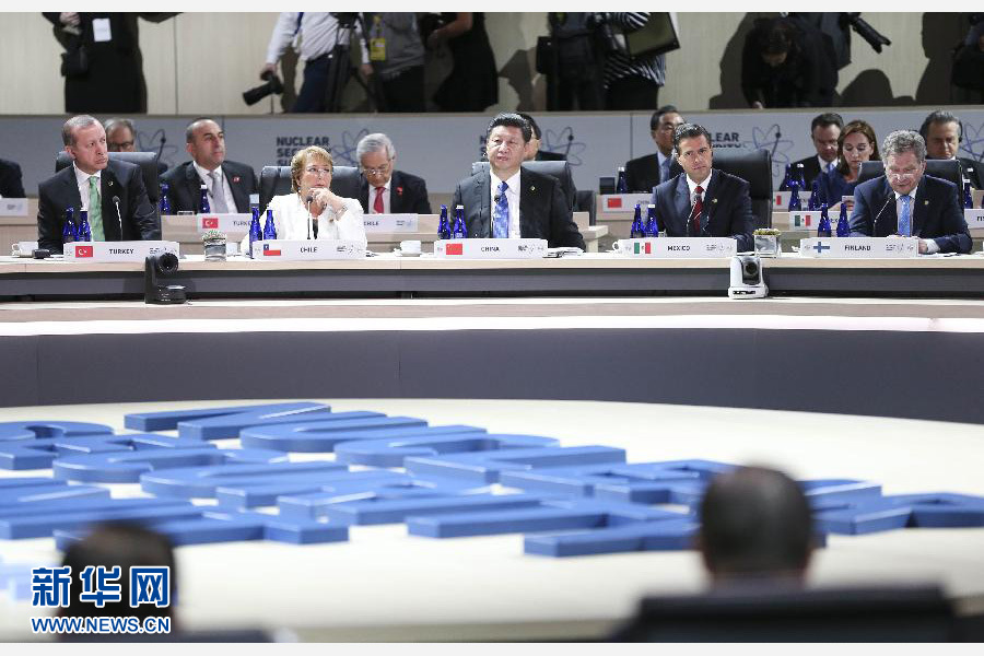 4月1日，第四屆核安全峰會在美國首都華盛頓舉行。國家主席習近平出席并發(fā)表題為《加強國際核安全體系，推進全球核安全治理》的重要講話。新華社記者蘭紅光攝