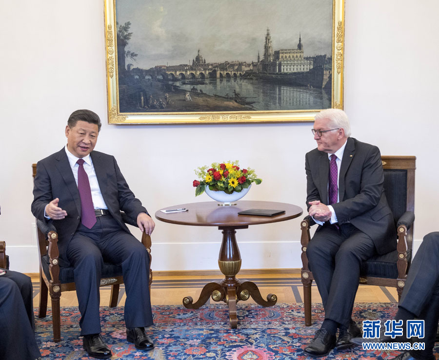 7月5日，國家主席習(xí)近平在柏林會(huì)見德國總統(tǒng)施泰因邁爾。 新華社記者李學(xué)仁 攝