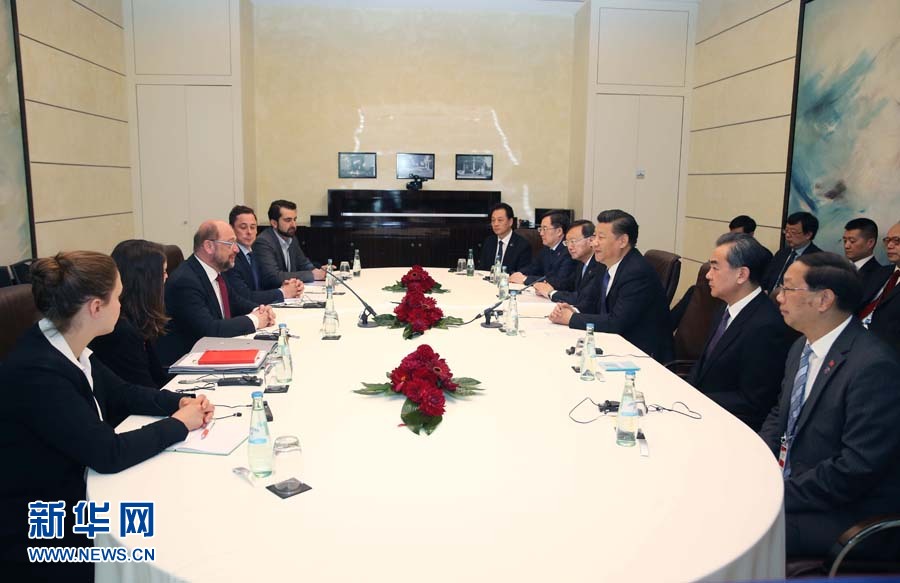 7月6日，國家主席習(xí)近平在柏林會(huì)見德國社會(huì)民主黨主席舒爾茨。新華社記者 姚大偉 攝